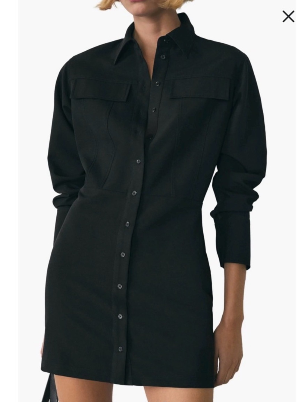 NWT! Nordstrom MNG Black Long Sleeve Mini Shirtdress Size 8 BNWT